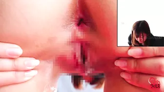 DLFF-457 01 Girls spreading their pussies while standing bend over and releasing a dynamic pee stream backwards