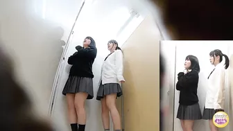 DLSL-494 02 School girls panicky run to restroom for emergency pee!