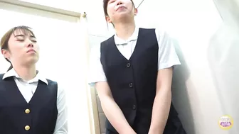 DLSL-522 02 Group of office ladies enduring urge to piss during the meeting and fighting for the turn to pee in the toilet