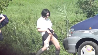 DLSL-021 02 Schoolgirls peeing pranks Mischievous outdoor pissing voyeur