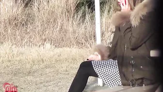 DLFF-045 03 Outdoor pissing footage. Triple view with close-up angle