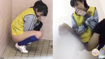 DLSL-082 01 Schoolgirls club activities Leaking or urinating in front of a sealed toilet