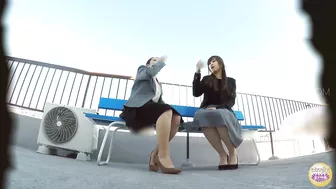 DLSL-353 04 Naughty office ladies mischief piss on the rooftop of the office building