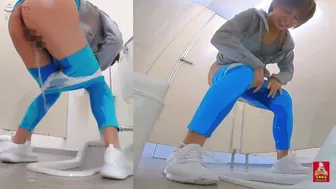 HJ-017 01 Jogging girls didn’t make it in time and leaked right before urination on toilet, Peeing-Outdoors, PissRIP