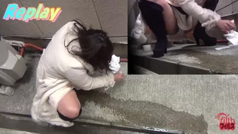 DLFF-115 Concrete pissing. Outdoor pee splashing by beautiful girls. #1, JAV Collection, PissRIP